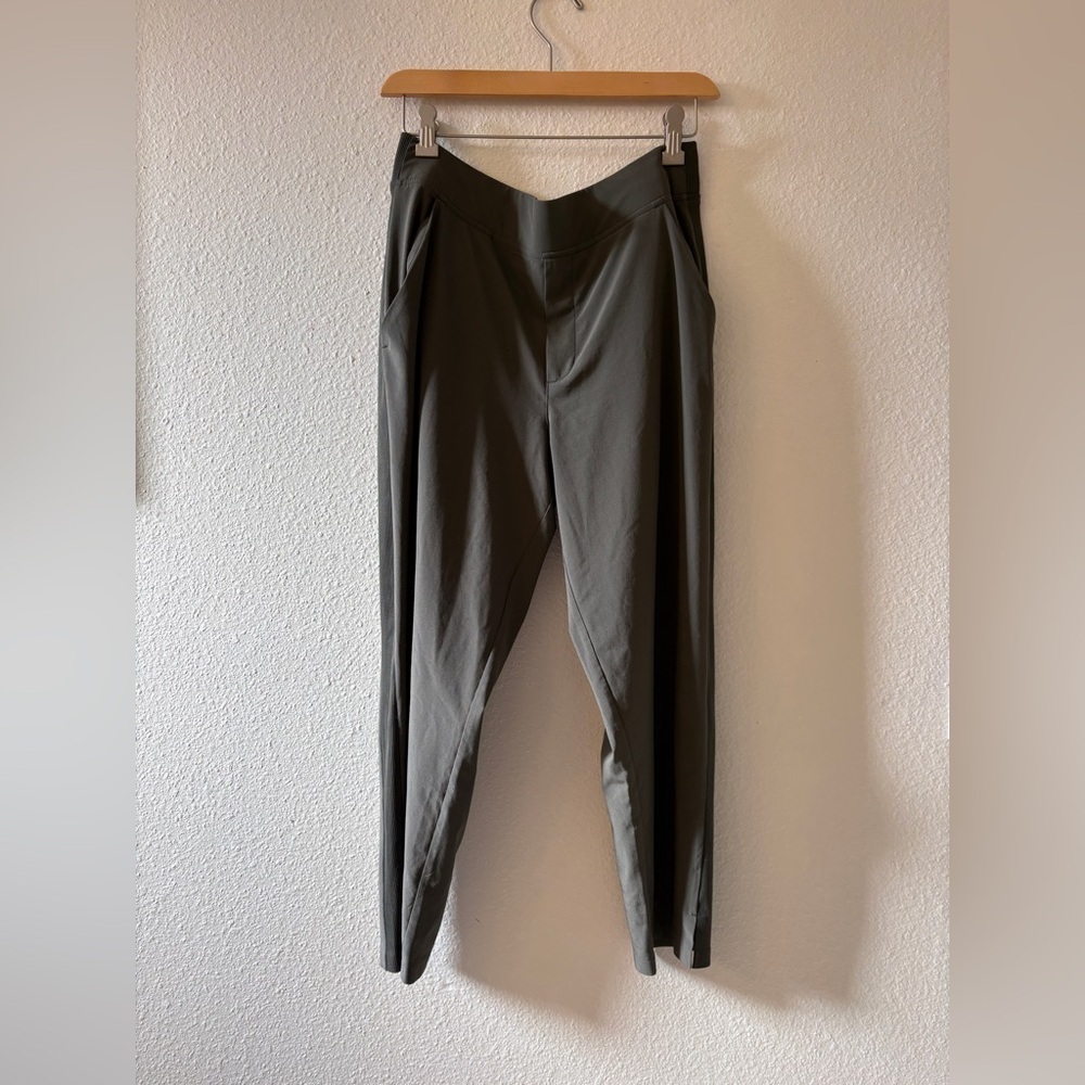 Athleta Womens Brooklyn Ankle Pants Elastic Waist Stretch Pull On Olive Size 10P